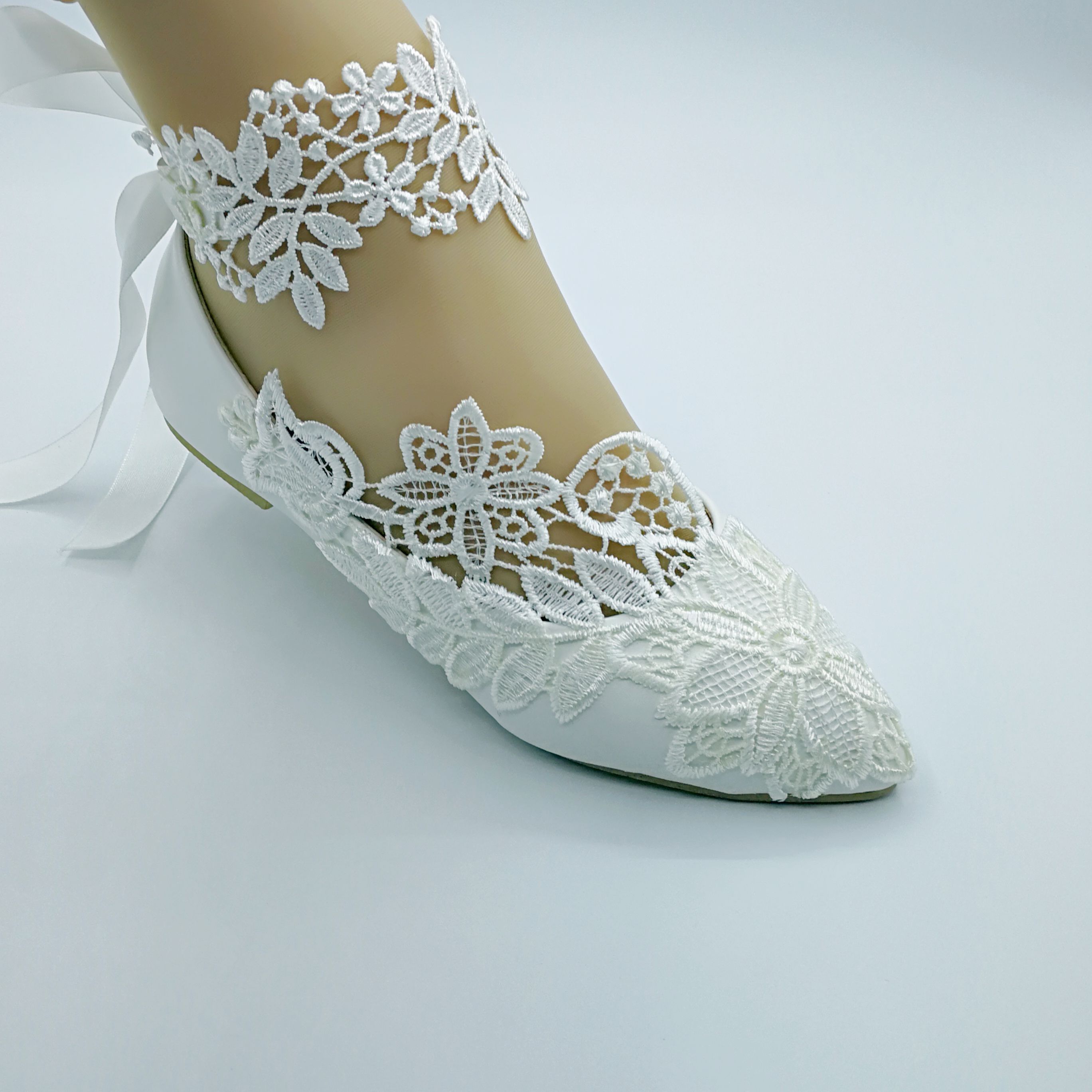 white lace shoes wedding