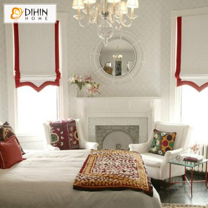2019 Modern Custom Roman Shades With Red Strips Light Filter Full Blackout Roman Shade Easy Install Window Curtains From Aozhouqie 67 54