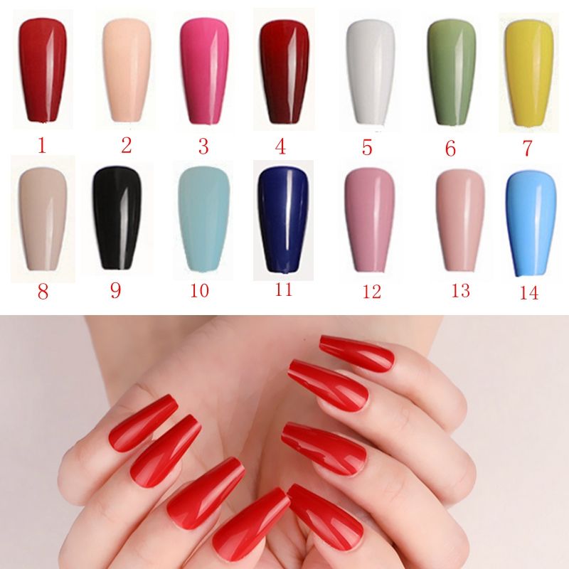 False Nails The Fake Nails, Long Coffins, A Total Of 14 Colors, Including  Red, Sky Blue, Black, Yellow, Plum Etc. Acrylic Nail Tip