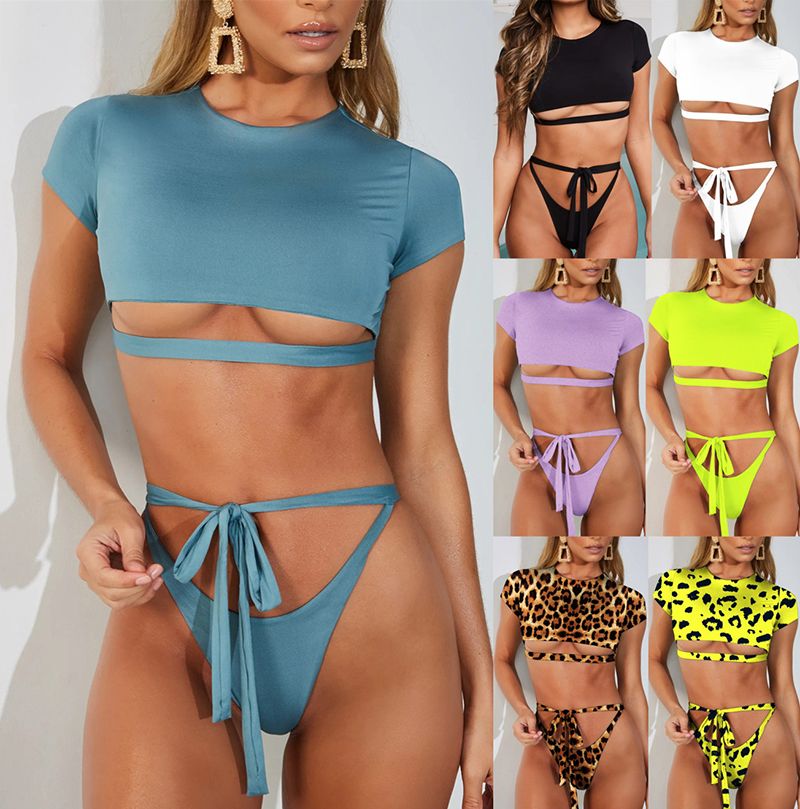 Compra Neon Bikini 2019 Vendaje Traje De Baño Mujer Traje De Baño Medio  Manga Deportes Juego Bikinis Conjunto Dividir Baño Fluorescente Verde Trajes  De Baño Barato | Entrega Rápida Y Calidad | Es.Dhgate