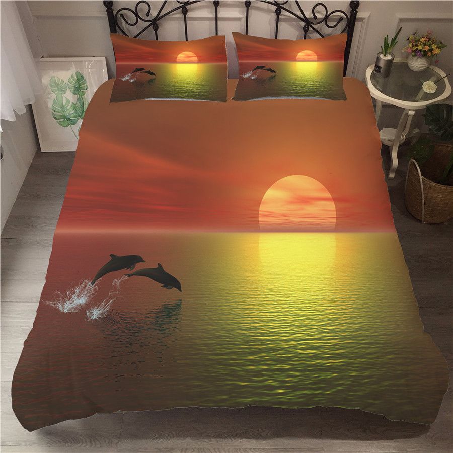 A Bedding Set 3d Printed Duvet Cover Bed Set Sea Dolphin Home
