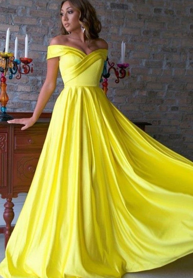 yellow evening gown with sleeves