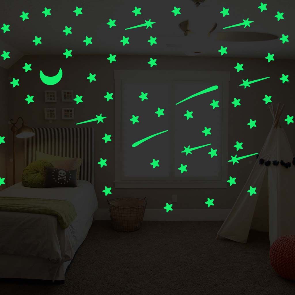 Meteor Shower Wall Stickers Luminous Stars Home Decal Fluorescent Moon Glow In The Dark Stars On The Ceiling Glass Bedroom Deco C2 World Map Wall