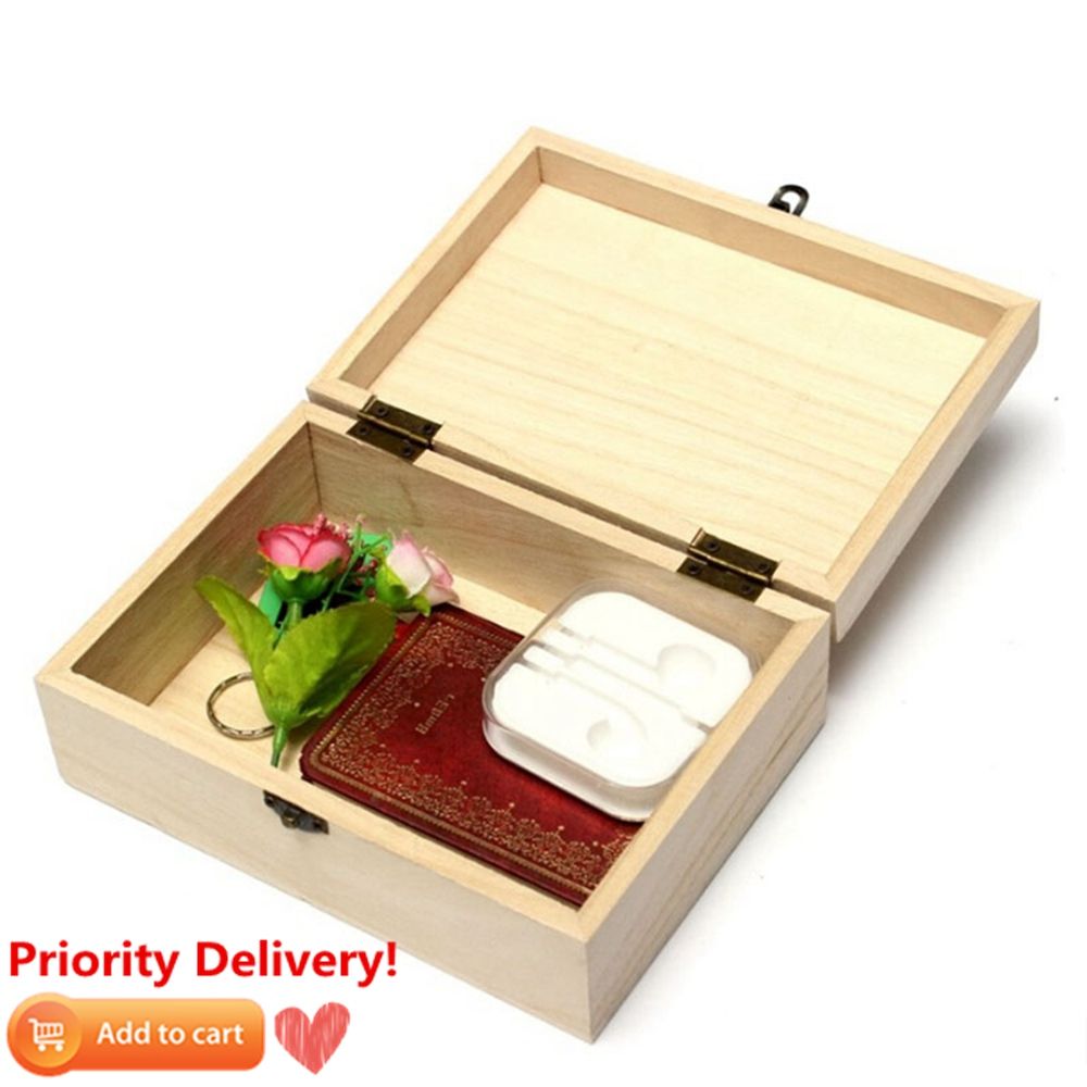 small wooden storage box with lid