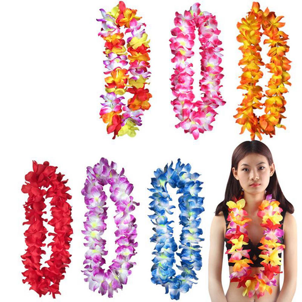 Fan de futebol multicoloridos flor havaiana colar de flores grinaldas lei  havaí de seda artificial lei