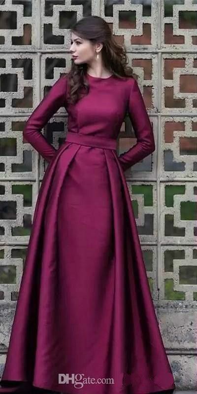 Violeta Rojo vestidos noche simple cuello de la joya de larga volante de longitud