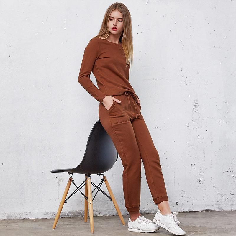 Womens brown tracksuit set Clearance