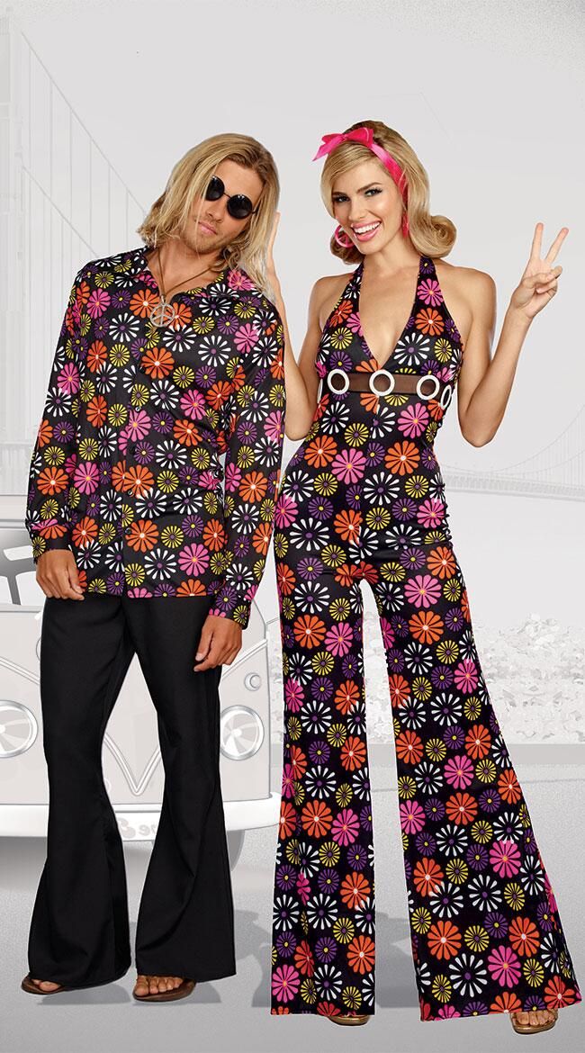 Disfraz de hippie sexy para hombre, disfraz de hippie, 60s, 70s, Flower  Power Outfit M XL