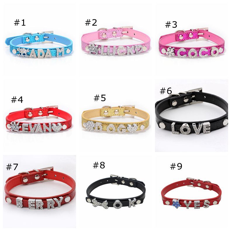 Acheter Collier Personnalisé Petit Chien Collier De Chien Bling Nom Personnalisé Gratuit Et Lettres Charms Strass Personnalisés Collier Chat Bricolage