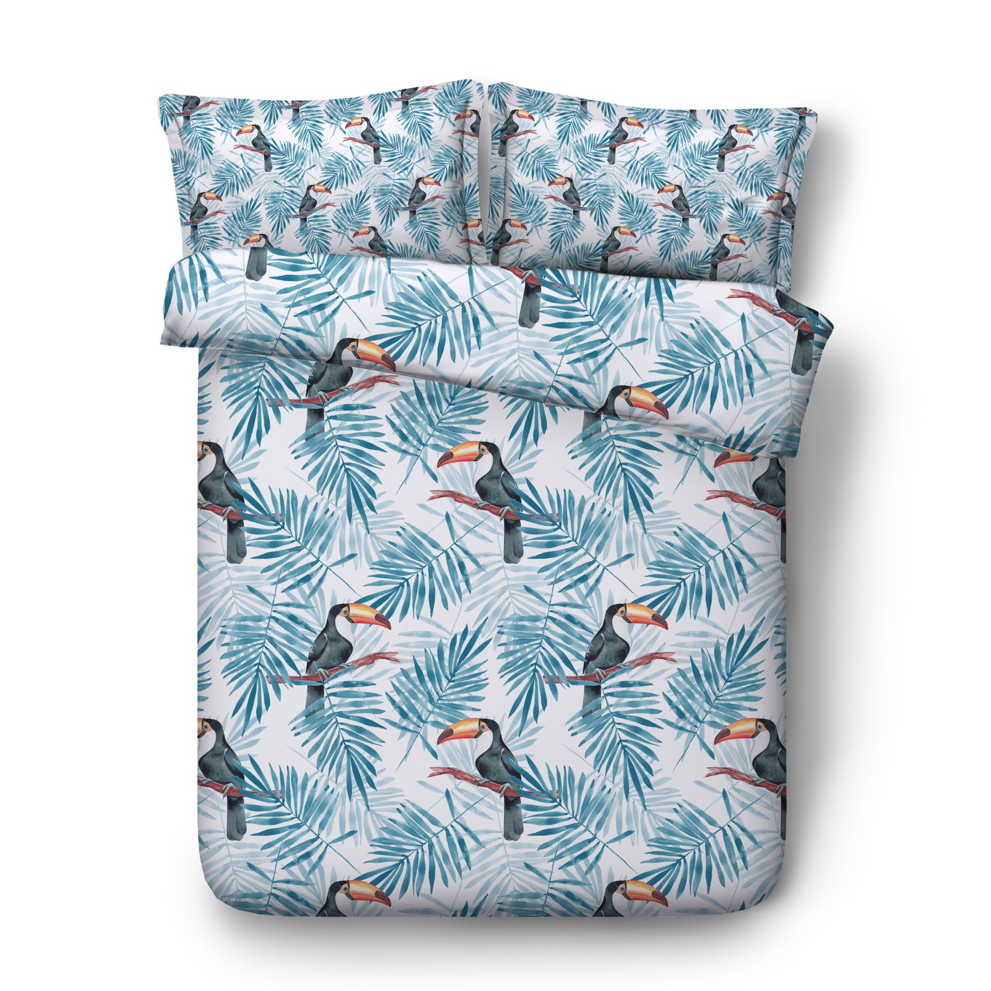 3D Palm Leaf Animal Bird Print Duvet Cover With Pillowcase ...
