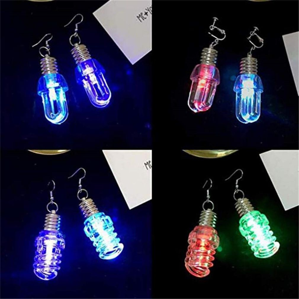 Pendientes bulbo Mujeres Pendiente de luz LED Bombilla parpadeante Gancho para la oreja Cuelga