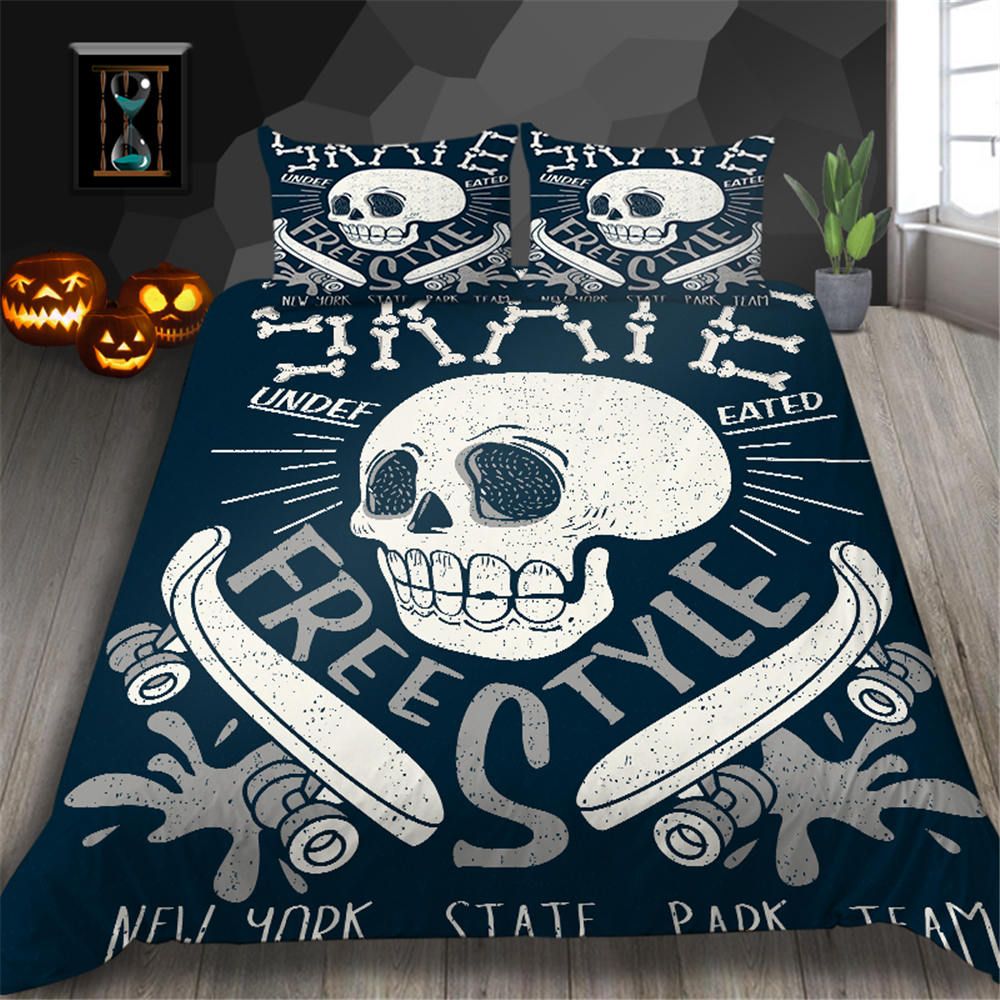 Cartoon Skull Bedding Set Skateboard Soft Creative Duvet Cover