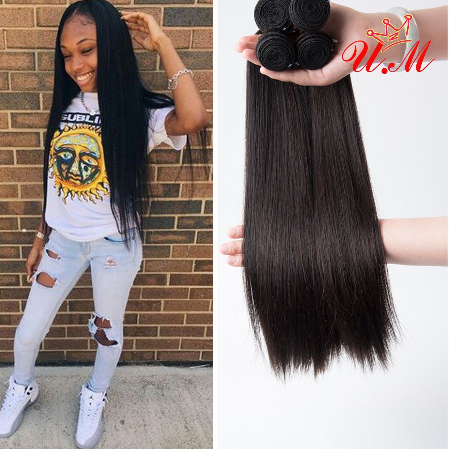 100 Brazilian Straight Virgin Human Hair Bundles Unprocessed