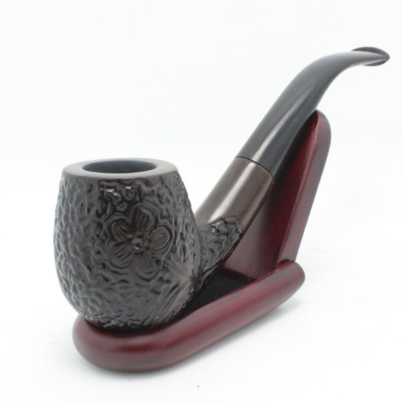 NEW Nice Natural Black Ebony Wood Smoking Tobacco Pipes 9mm Filter WB433 