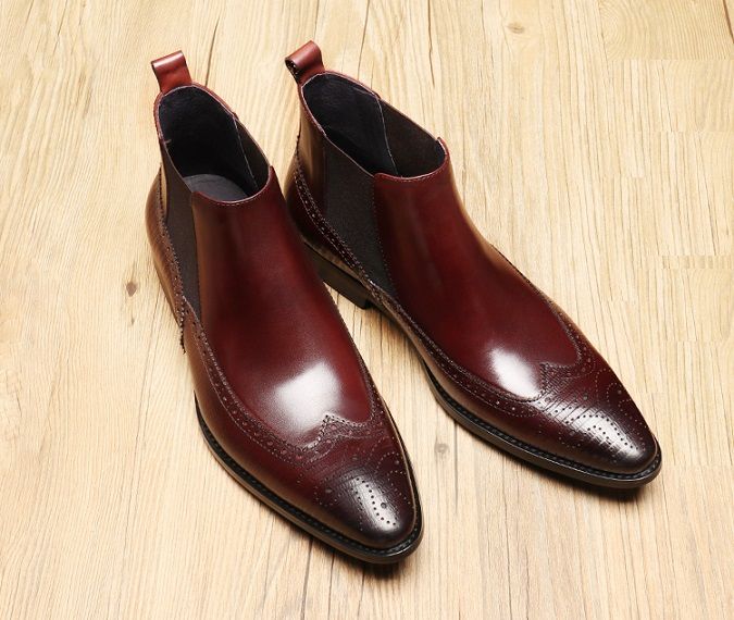 mens burgundy dress boots