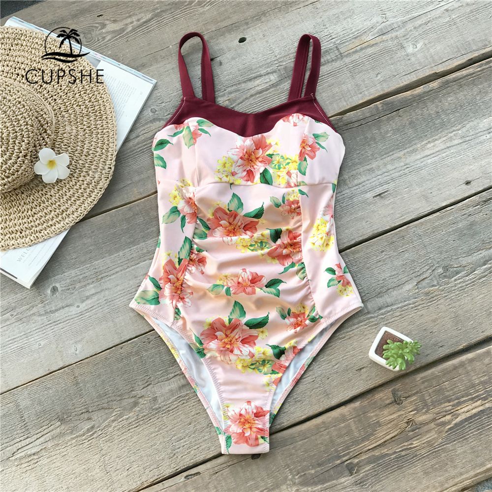 wine red one piece swimsuit
