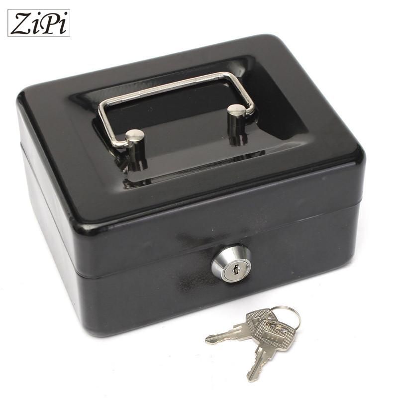 2 Keys Lockable Piggy Bank Steel Tin Petty Cash Cash Box security safe money 