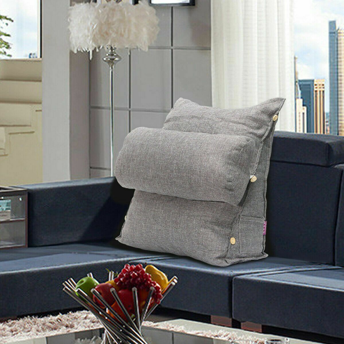1x Bedrest Adjustable Pillow Back Support Tv Reading Bed Rest
