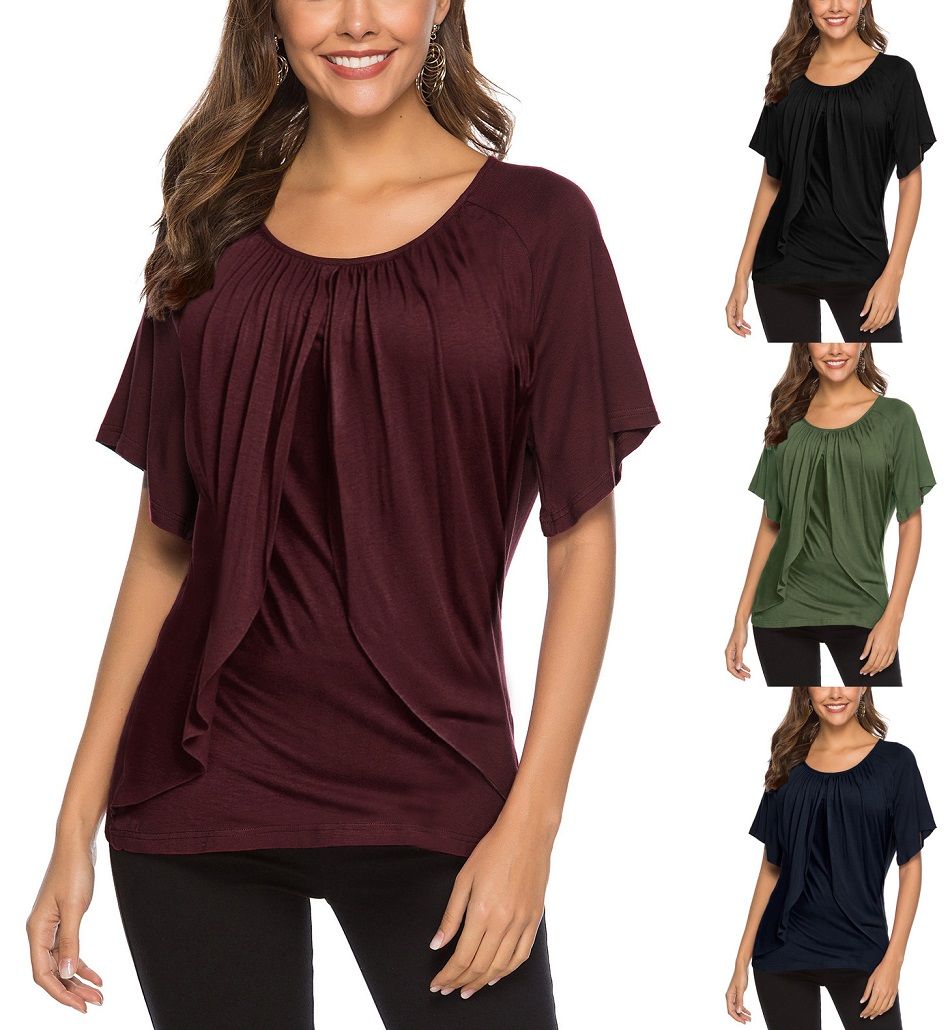 Round Neck Long Sleeve Tops Women Fashion T-Shirt Slim Short Casual Blouse