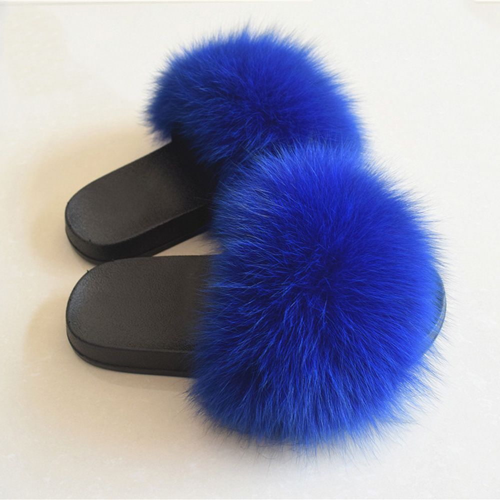 womens fluffy sliders black