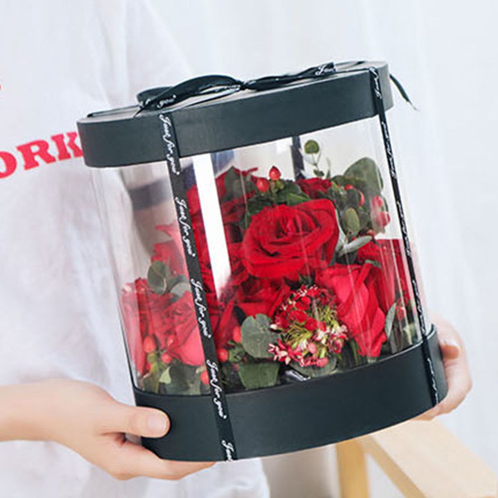 Corte de pelo Laboratorio monitor Cajas claras de PVC transparente flor redonda Cake Box Cajas para empaque  arreglo de regalo para