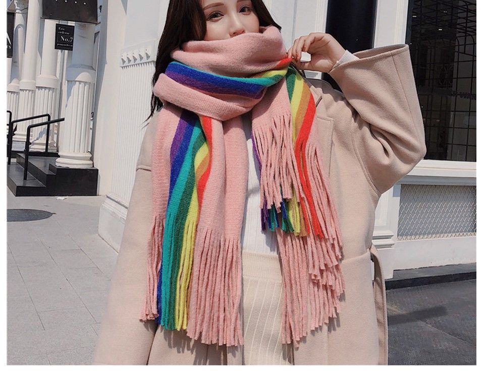 Rainbow stripe scarf Clearance