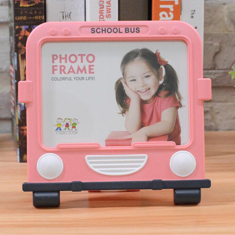 7 Inch Creative School Bus Pictures Frames Plastic Kids Children