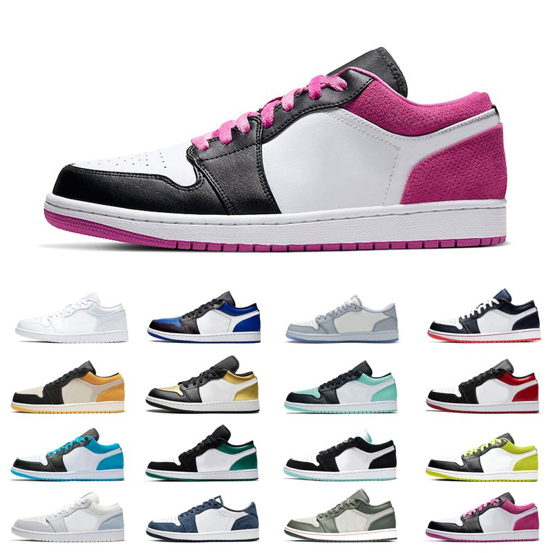 Cheap Men Jumpman Low 1s 1 OG Basketball Shoes Black Mystic Green UNC Chicago Top 3 Women Shoes 