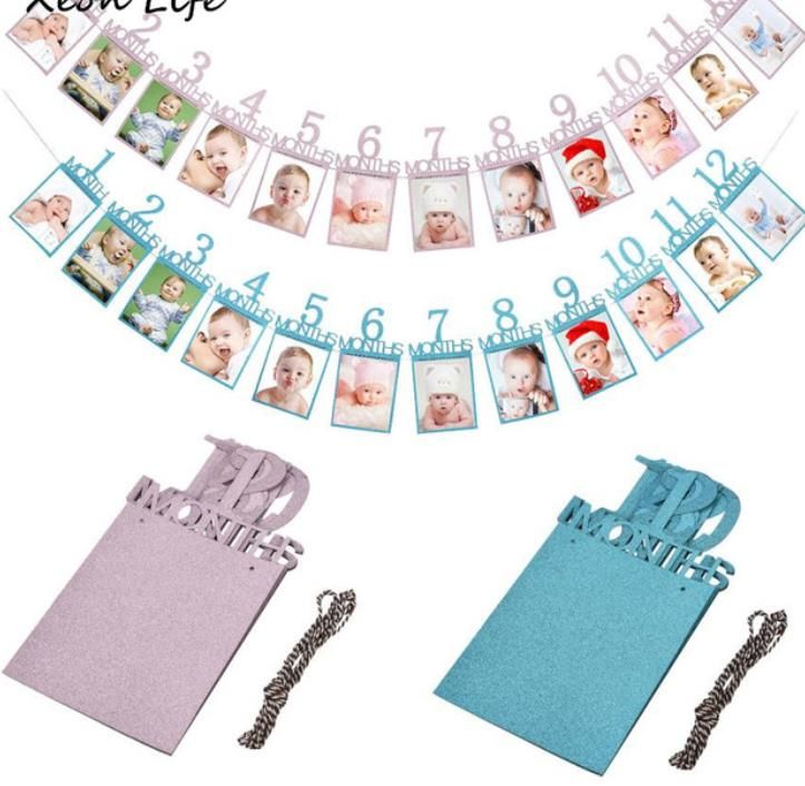 2020 Birthday Photo Folder Photo Wall Display Flag For Cute Baby
