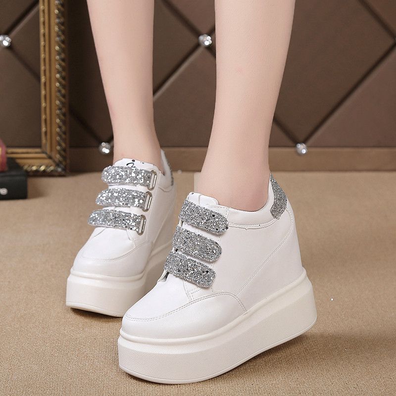 Koop Hot Sale Wedges Pailletten Schoenen Vrouw Verborgen Hak Hoogte  Toenemende 12 Cm Zwart Wit Wig Sneakers Dames Casual Schoenen 2018 Goedkoop  | Snelle Levering En Kwaliteit | Nl.Dhgate