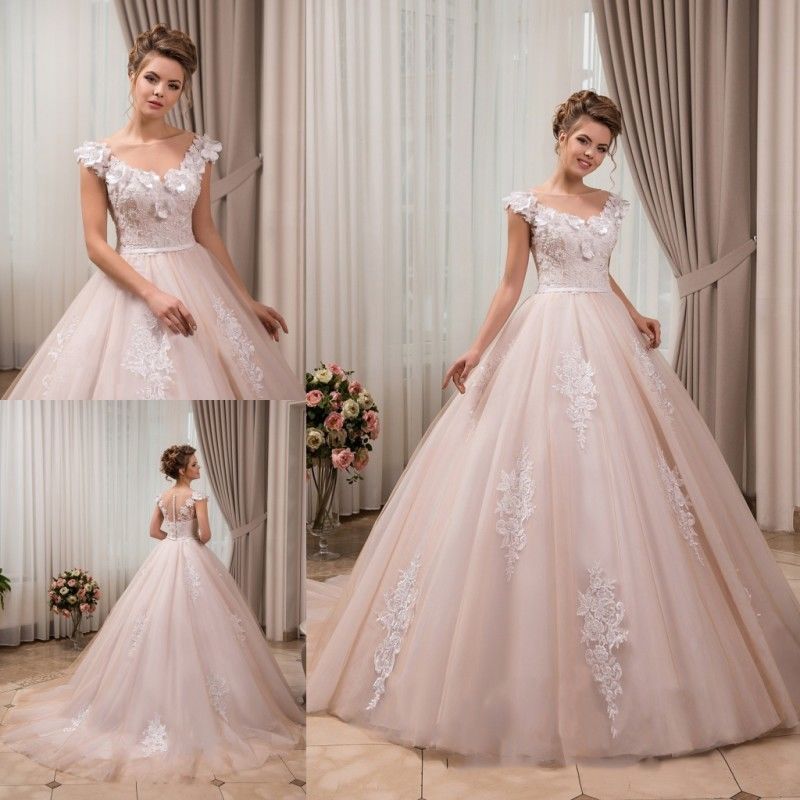 pink lace ball gown