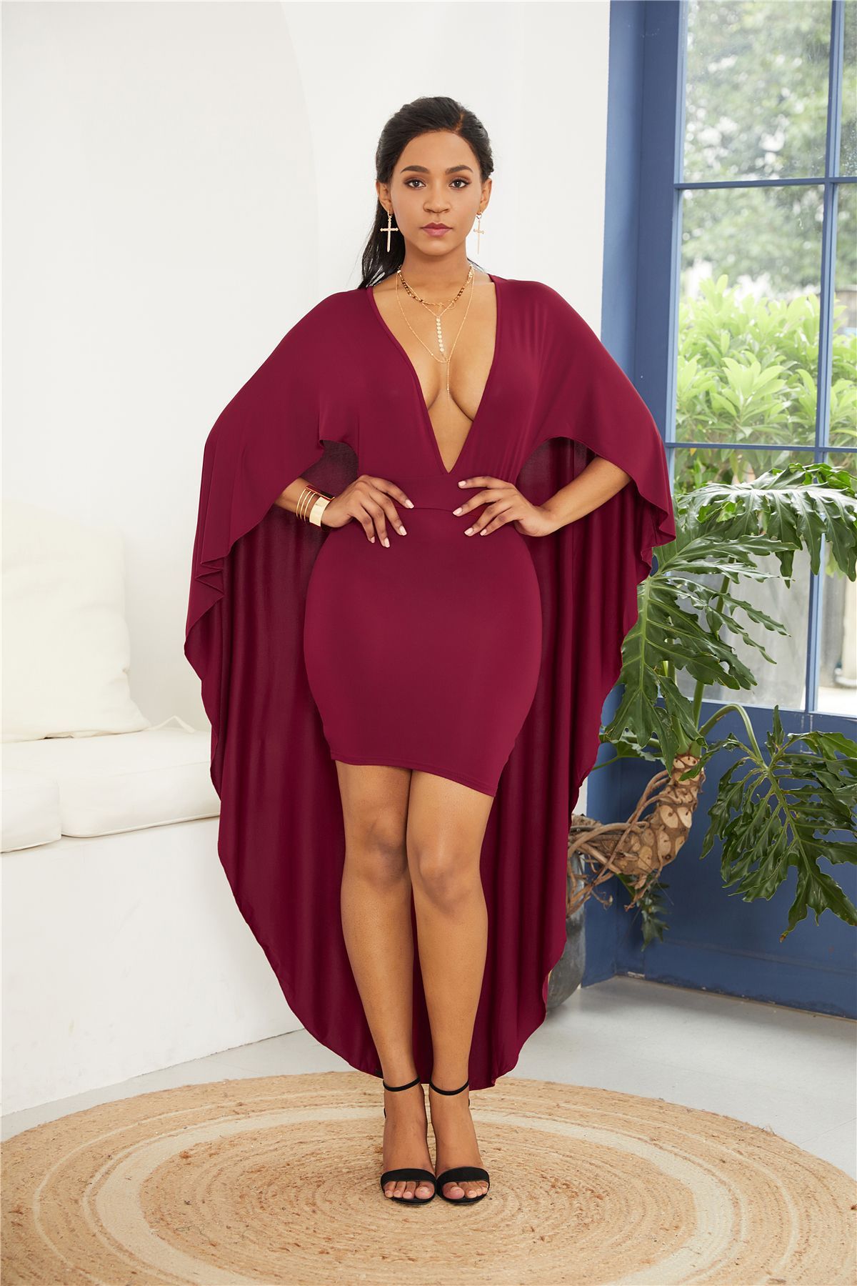 vestido morcego plus size