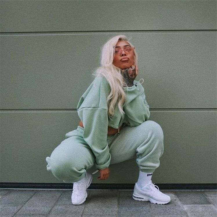 cropped hoodie tracksuit set