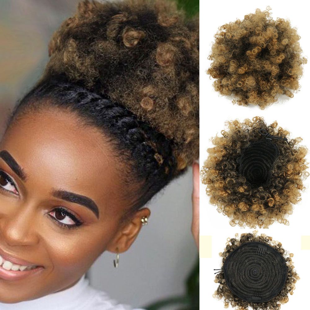 Puff Afro Curly Ponytail Drawstring Short Pony Tail Clip In On