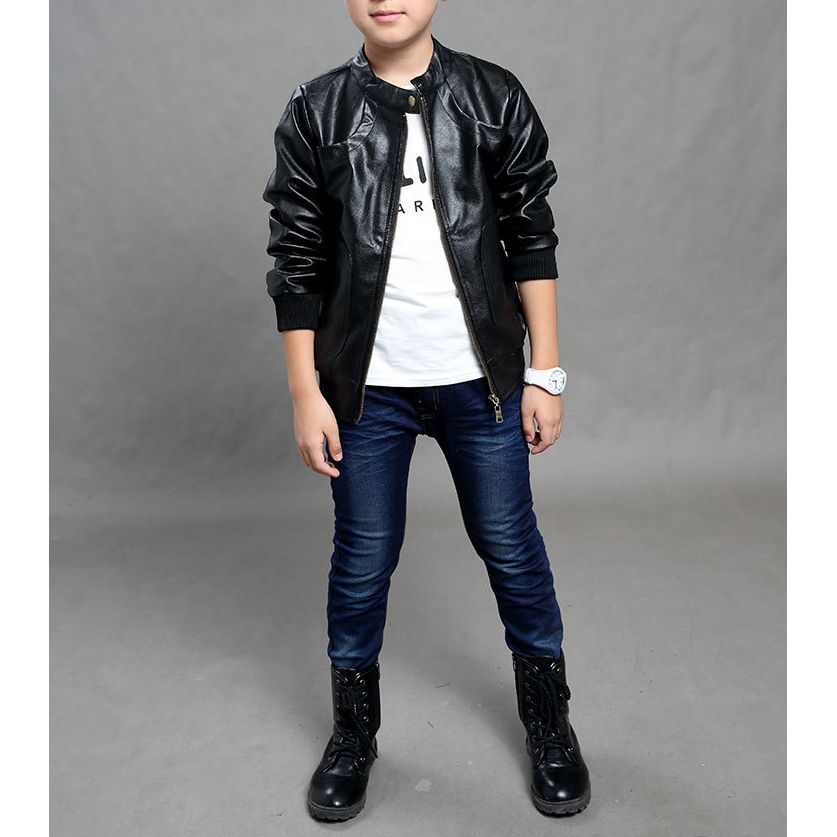 childrens black leather jacket