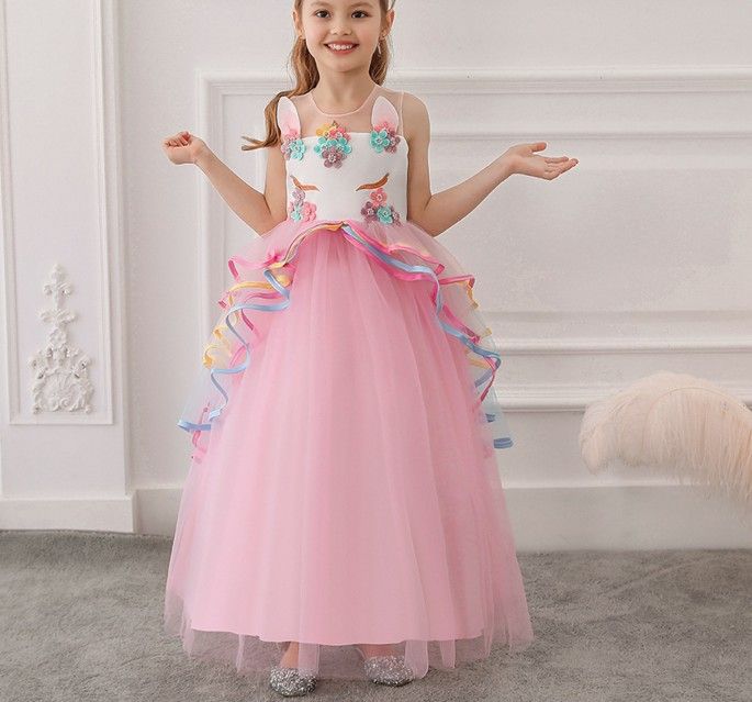 Compra Vestidos De Niñas De Flores El Traje De La Niña Unicornio Bordado  Bordado Bola Vestido De Princesa Por 4 15 Años De Edad De Bebé Barato |  Entrega Rápida Y Calidad | Es.Dhgate