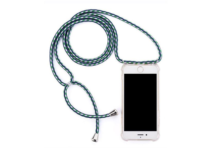 Necklace Holder Mobile Phone Cover With Cord Strap Transparent Silicon