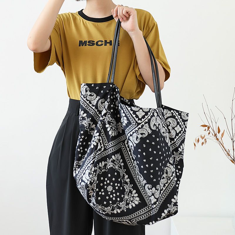 Over Large Paisley Printing Cotton Tote Bag Female Teenager Casual