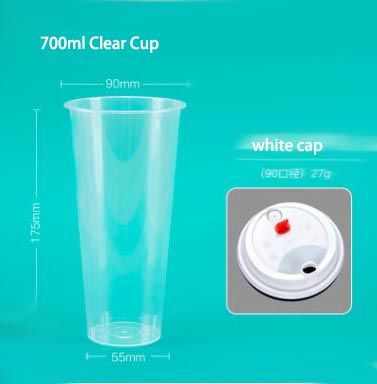 tazza trasparente + tappo bianco