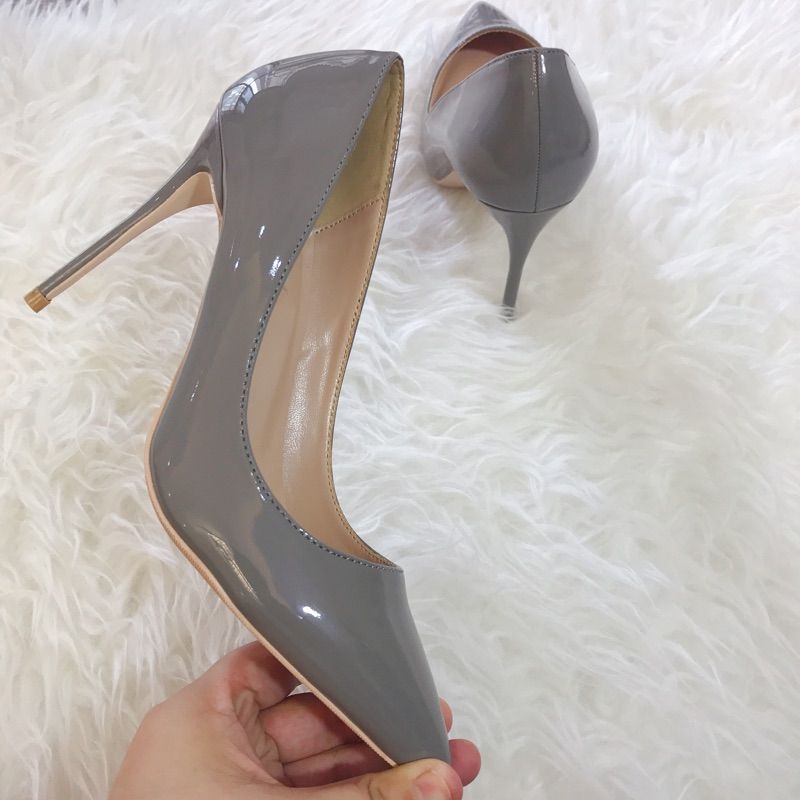 grey pointed toe heels