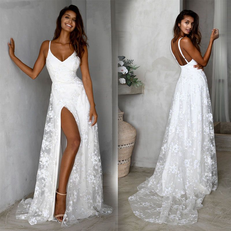 long sexy white dress