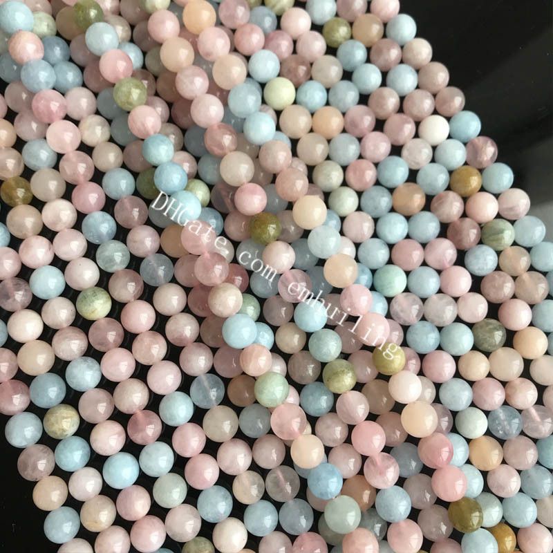 Morganite Round Beads 6mm Mixed 60 Pcs Gemstones DIY Jewellery Making Crafts
