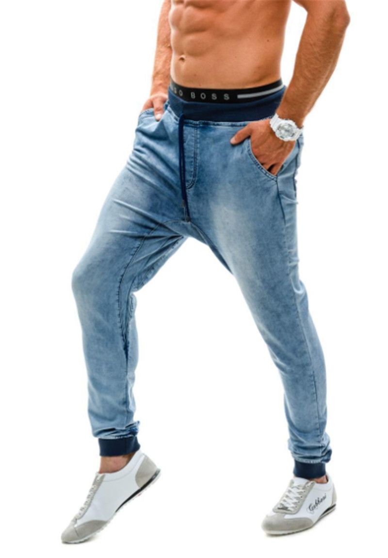 Compra Pantalones Vaqueros Elásticos De Cintura Alta Hombres Europeos Y  Americanos Hilo Cintura Suelta Para Hombre Pantalones De Jogging Pantalones  De Diseñador Nuevo Barato | Entrega Rápida Y Calidad | Es.Dhgate