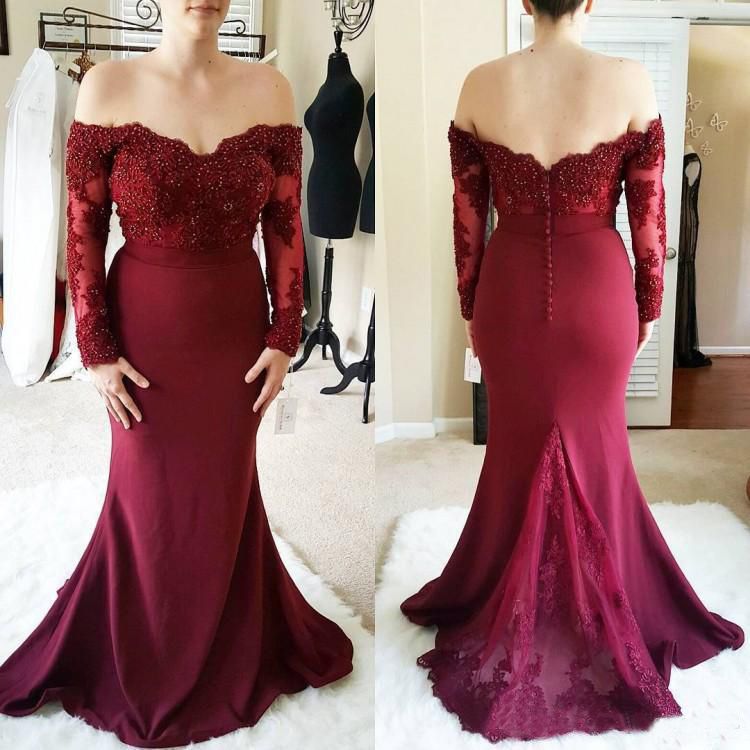long sleeve lace burgundy bridesmaid dress