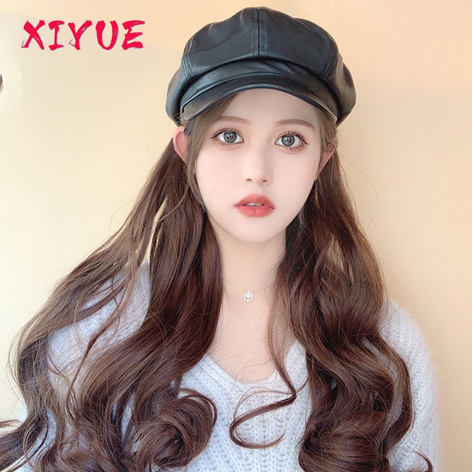 Xiyue Octagonal Hat Newsboy Hat Pu Brim Cap Heat Resistant Syunthetic Kong Wavy Wig Curly Hairpiece For Women Costumes Party Malaysian Lace Wigs Whole Lace Wig From Pokkie 13 79 Dhgate Com