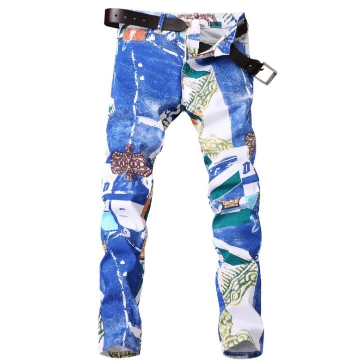 Compra Promoción Loca Motocicleta Barata Jeans Hombre Motorista  Personalidad Graffiti Imprimir Jeans Hombres Pantalones Pantalones De  Mezclilla Masculino Masculino Diseñador De Moda Barato | Entrega Rápida Y  Calidad | Es.Dhgate