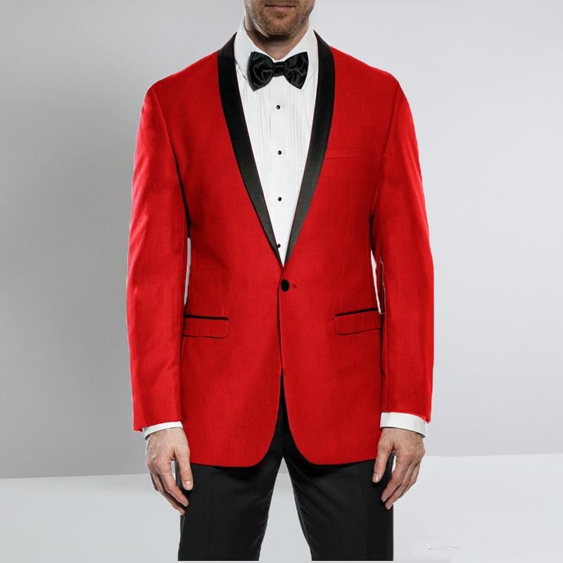 New Red Groom Tuxedos Mens Wedding Suits Best Men Blazer Jacket Black ...
