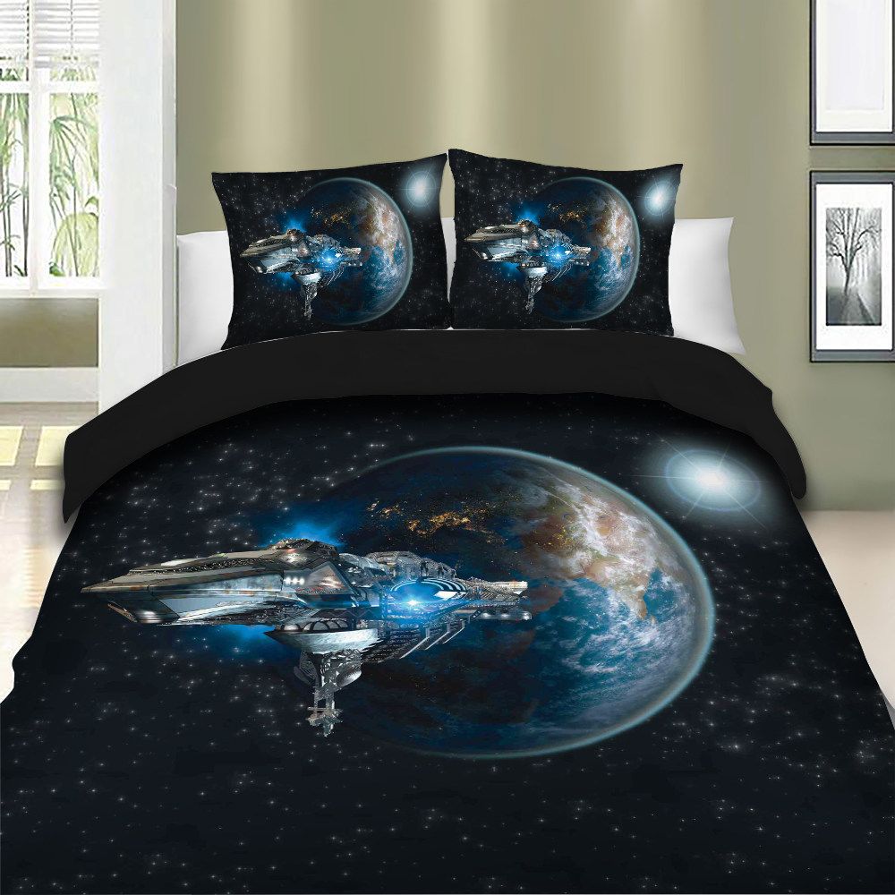 Queen Size Bedding Set For Space Fan Spacecraft Cosmic 3d Printed