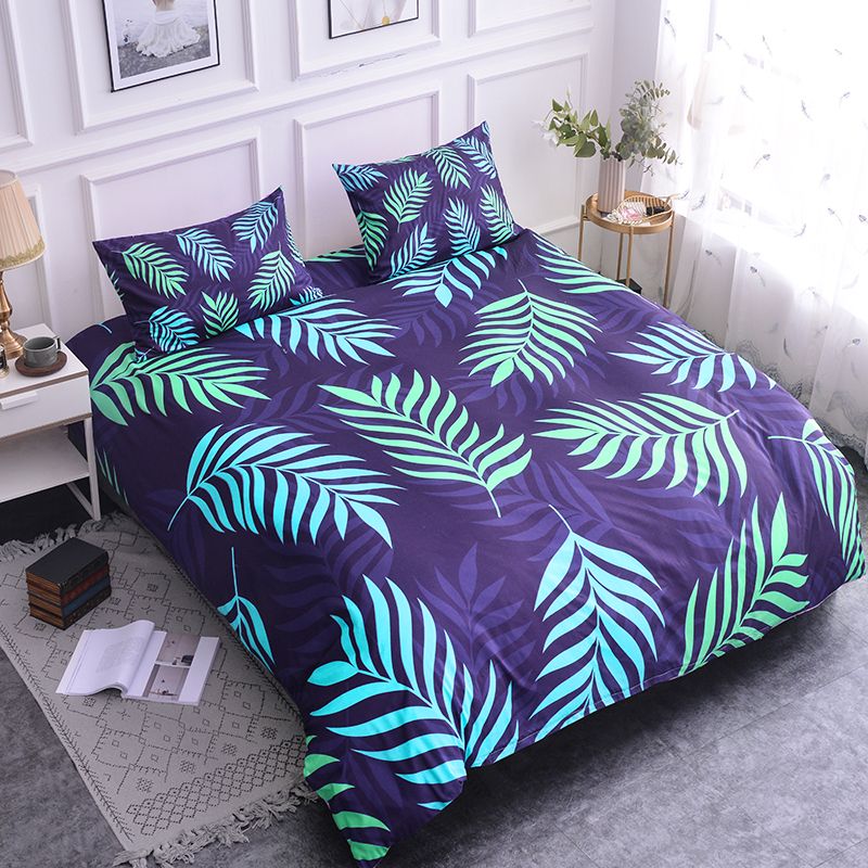 Boniu 3d Plant Duvet Cover Set Green Leaves Printed Single Bedding