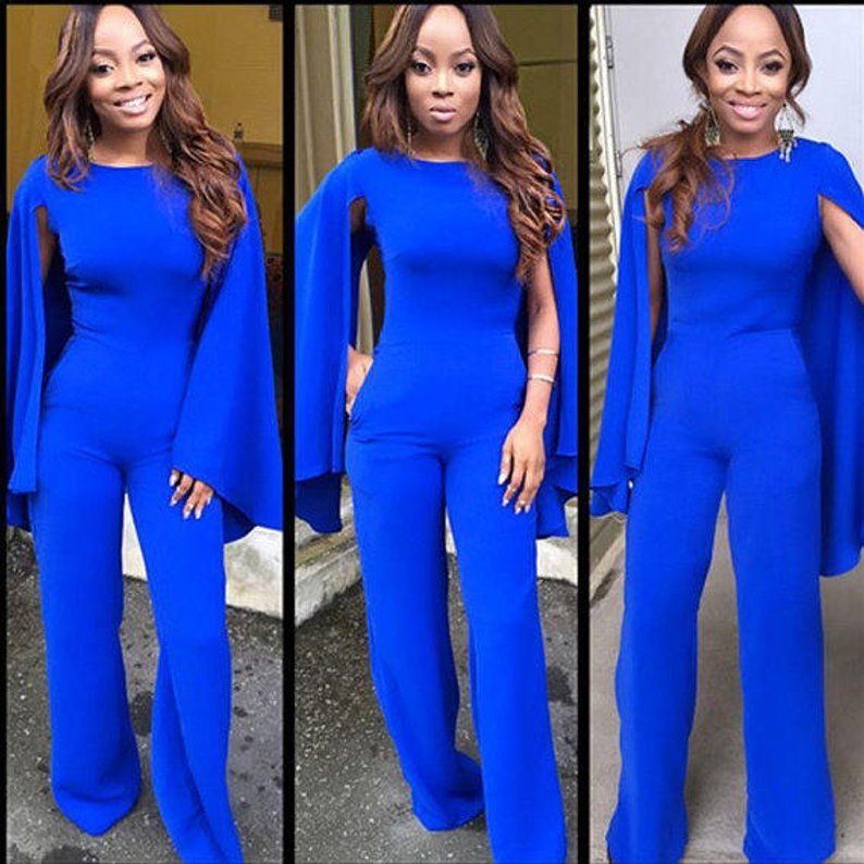 Compra Mono Azul Real Con Gorra Vestido Formal Para Mujer Para Fiesta De  Graduación Barato | Entrega Rápida Y Calidad | Es.Dhgate